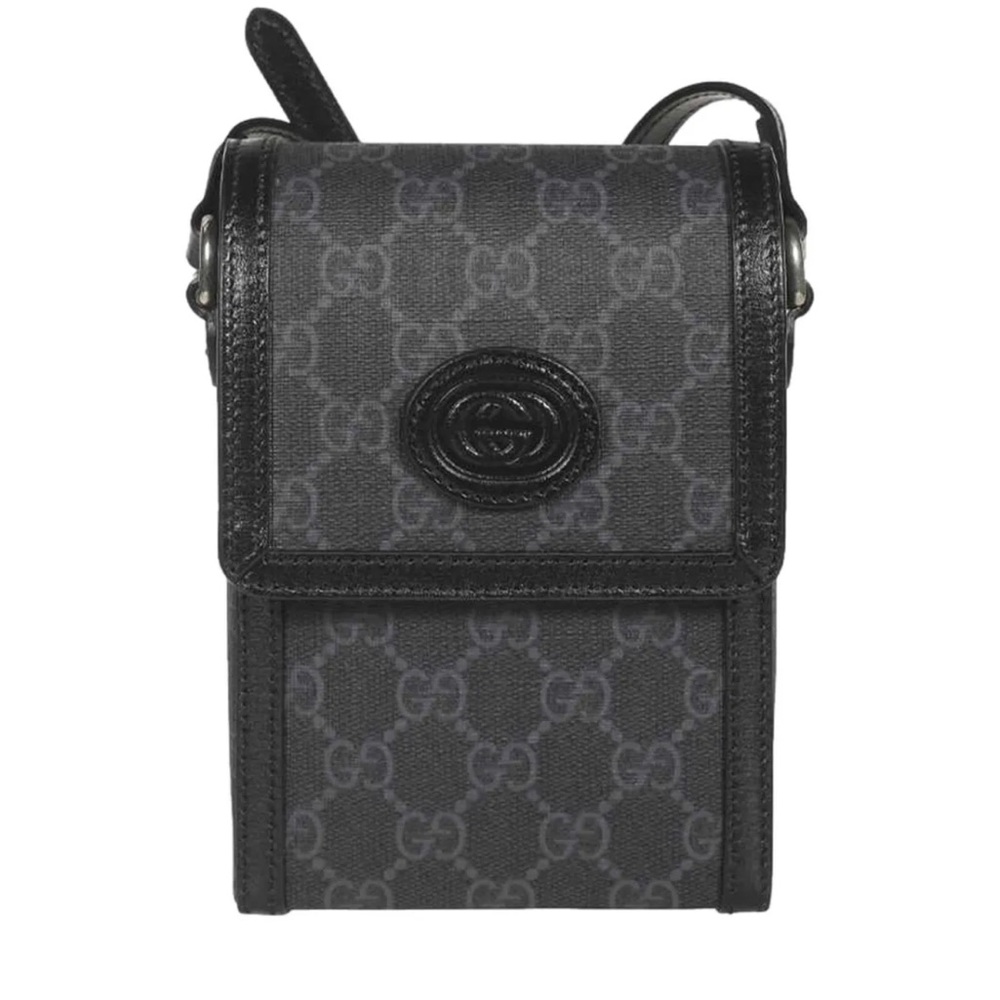 Gucci GG Retro Printed Black Canvas Crossbody Minibag
